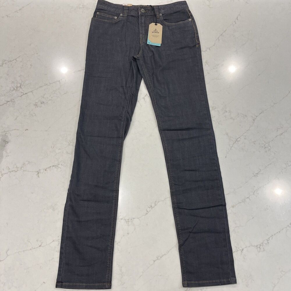 Prana Bridger Jeans Mens 30x36 Denim Blue Slim Fit Straight Leg Stretch Organic